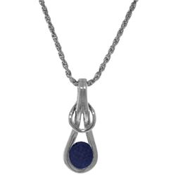 Genuine 0.65 ctw Sapphire Necklace Jewelry 14KT White Gold - REF-76X4M