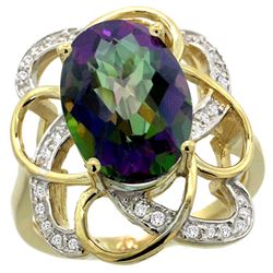 Natural 5.59 ctw mystic-topaz & Diamond Engagement Ring 14K Yellow Gold - REF-59K6R