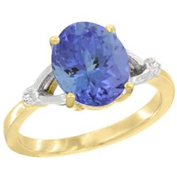 Natural 2.4 ctw Tanzanite & Diamond Engagement Ring 10K Yellow Gold - REF-70X8A