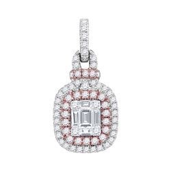 0.40 CTW Pink Diamond Square Cluster Fashion Pendant 18KT Rose Gold - REF-172M4H
