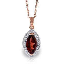 Genuine 2.15 ctw Garnet & Diamond Necklace Jewelry 14KT Rose Gold - REF-62Y3F