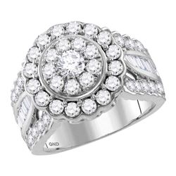 3.02 CTW Diamond Solitaire Halo Bridal Engagement Ring 14KT White Gold - REF-299M9H