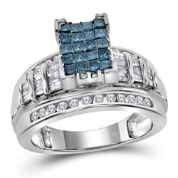 1.01 CTW Princess Diamond Cluster Bridal Engagement Ring 14KT White Gold - REF-89X9Y