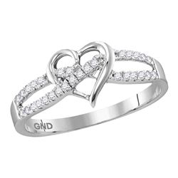 0.15 CTW Diamond Woven Heart Love Ring 10KT White Gold - REF-14N9F