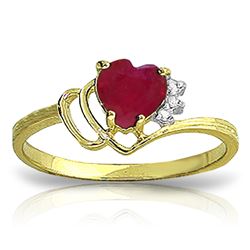 Genuine 1.02 ctw Ruby & Diamond Ring Jewelry 14KT Yellow Gold - REF-35R5P