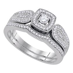 0.33 CTW Diamond Square Halo Bridal Engagement Ring 10KT White Gold - REF-49H5M
