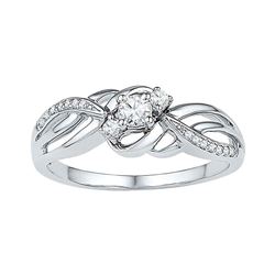 0.25 CTW Diamond 3-stone Bridal Engagement Ring 10KT White Gold - REF-26X9Y