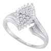 Image 1 : 0.12 CTW Prong-set Diamond Oval Cluster Ring 10KT White Gold - REF-18K2W