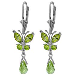 Genuine 2.74 ctw Peridot Earrings Jewelry 14KT White Gold - REF-42M6T
