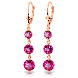Genuine 7.2 ctw Pink Topaz Earrings Jewelry 14KT Rose Gold - REF-44Y7F