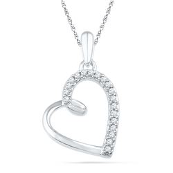0.10 CTW Diamond Heart Outline Pendant 10KT White Gold - REF-10H5M