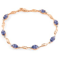 Genuine 3.01 ctw Tanzanite & Diamond Bracelet Jewelry 14KT Rose Gold - REF-115V3W