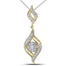 0.34 CTW Diamond Cluster Pendant 14KT Yellow Gold - REF-41M9H