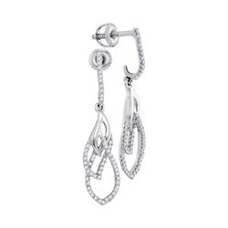 0.25 CTW Diamond Dangle Earrings 10KT White Gold - REF-25N4F