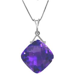 Genuine 8.75 ctw Amethyst Necklace Jewelry 14KT White Gold - REF-27W2Y