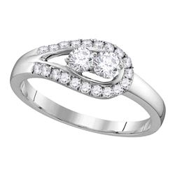 0.51 CTW Diamond 2-stone Bridal Wedding Engagement Ring 10KT White Gold - REF-44F9N