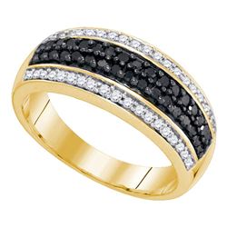 0.50 CTW Black Color Diamond Ring 10KT Yellow Gold - REF-30X2Y