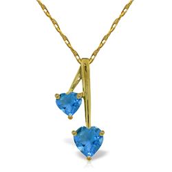 Genuine 1.40 ctw Blue Topaz Necklace Jewelry 14KT Yellow Gold - REF-23R8P