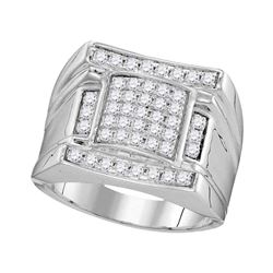 1 CTW Mens Diamond Arched Square Cluster Ring 10KT White Gold - REF-71X3Y