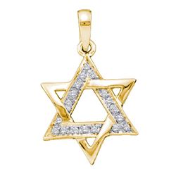 0.10 CTW Diamond Star of David 6-point Pendant 14k Yellow Gold - REF-20Y9X