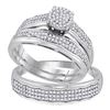 Image 1 : 0.50 CTW His & Hers Diamond Cluster Matching Bridal Ring 10KT White Gold - REF-57F2N