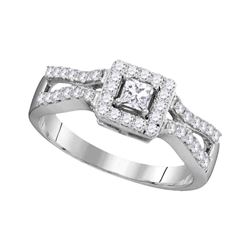 0.50 CTW Princess Diamond Bridal Engagement Ring 10KT White Gold - REF-52M4H