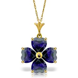Genuine 3.6 ctw Sapphire Necklace Jewelry 14KT Yellow Gold - REF-52W2Y