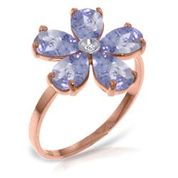 Genuine 2.22 ctw Tanzanite & Diamond Ring Jewelry 14KT Rose Gold - REF-52R3P