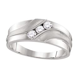 0.33 CTW Mens Diamond Wedding Ring 10KT White Gold - REF-41N3F