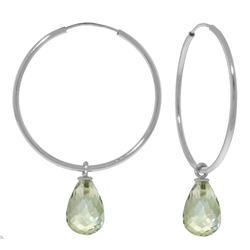 Genuine 4.5 ctw Green Amethyst Earrings Jewelry 14KT White Gold - REF-26R2P