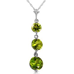 Genuine 3.6 ctw Peridot Necklace Jewelry 14KT White Gold - REF-24R4P