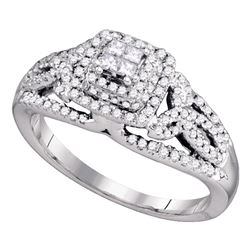 0.50 CTW Princess Diamond Cluster Bridal Engagement Ring 14KT White Gold - REF-67Y4X