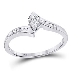 0.17 CTW Marquise Diamond Marquise Bridal Engagement Ring 10KT White Gold - REF-22F4N
