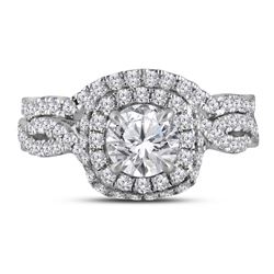 1.88 CTW Diamond Halo Bridal Engagement Ring 14KT White Gold - REF-509N9F