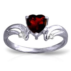 Genuine 1.26 ctw Garnet & Diamond Ring Jewelry 14KT White Gold - REF-42A2K