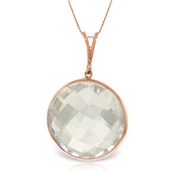 Genuine 18 ctw White Topaz Necklace Jewelry 14KT Rose Gold - REF-39Y8F