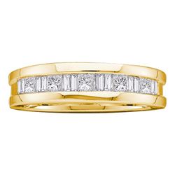 1 CTW Mens Diamond Wedding Ring 14KT Yellow Gold - REF-165K2W