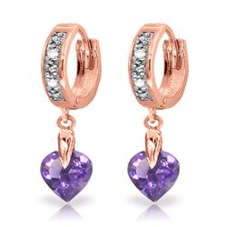 Genuine 1.77 ctw Amethyst & Diamond Earrings Jewelry 14KT Rose Gold - REF-35W2Y