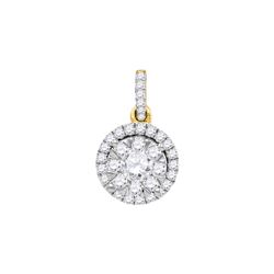 0.88 CTW Diamond Flower Cluster Pendant 14KT Yellow Gold - REF-134Y9X