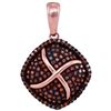 Image 1 : 0.33 CTW Red Color Diamond Square Cluster Pendant 10KT Rose Gold - REF-37H5M