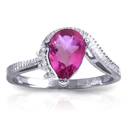 Genuine 1.52 ctw Pink Topaz & Diamond Ring Jewelry 14KT White Gold - REF-51H4X