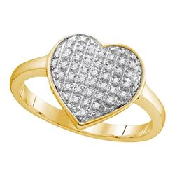 0.10 CTW Diamond Heart Love Ring 10KT Yellow Gold - REF-12F2N