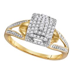 0.15 CTW Diamond Cluster Split-shank Ring 10KT Yellow Gold - REF-18N7F