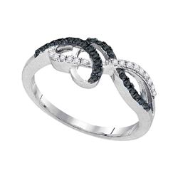 0.20 CTW Black Color Diamond Woven Strand Ring 10KT White Gold - REF-14W9K