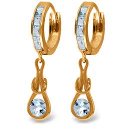 Genuine 2.15 ctw Aquamarine Earrings Jewelry 14KT Rose Gold - REF-80N4R