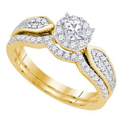 0.75 CTW Princess Diamond Bridal Engagement Ring 14k Yellow Gold - REF-97X4Y