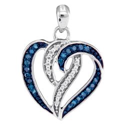 0.15 CTW Blue Color Diamond Heart Pendant 10KT White Gold - REF-14Y9X
