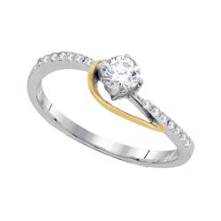 0.20 CTW Diamond Solitaire Bridal Engagement Ring 10KT Two-tone Gold - REF-22Y4X