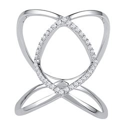 0.16 CTW Diamond Open Strand Knuckle Fashion Ring 10KT White Gold - REF-19K4W