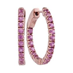 1.25 CTW Pink Sapphire Hoop Earrings 14KT Rose Gold - REF-49M5H